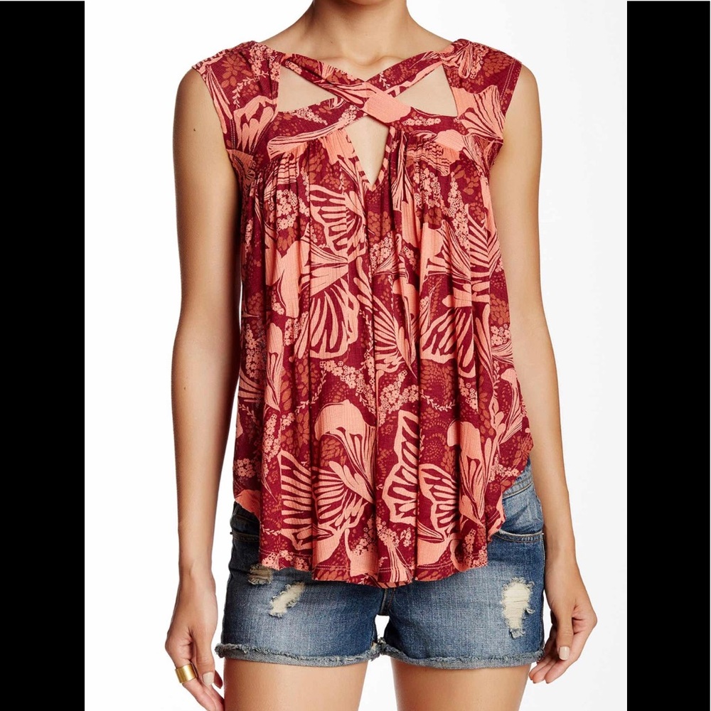 Free People Sugar Cane Criss Cross Tank Top
